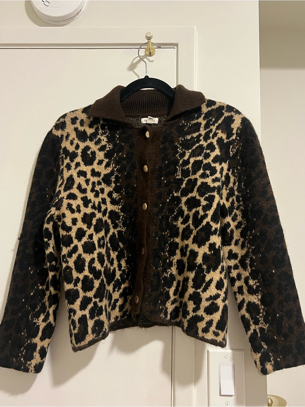 Pilcro Leopard-Print Button Front Jacket - Brown, Beige - Picture 1 of 4